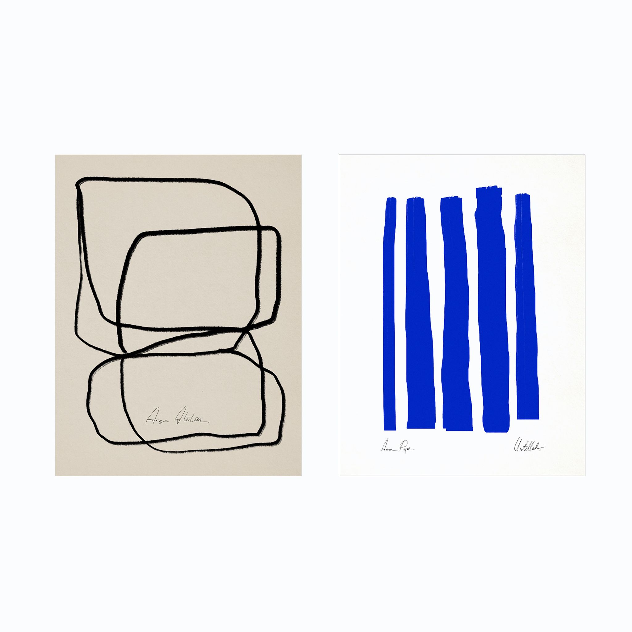Pair of giclee prints, abstract wall art set of two, 50x70cm