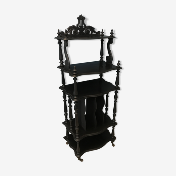 Napoleon III music cabinet with blackened wooden shelves 19th century