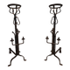 Important Pair of Gothic Wrought Iron Andirons with Fleur-de-Lis