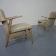 Danish Oak & Wool Armchairs, 1960s, Set of 2