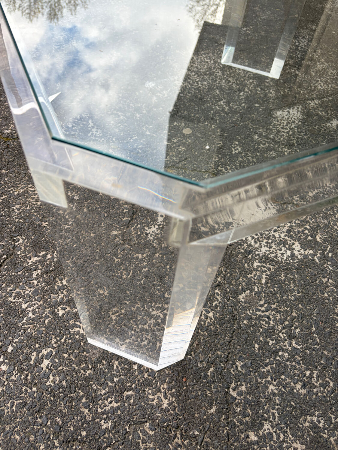 Table basse octogonale Lucite David Lange années 1970