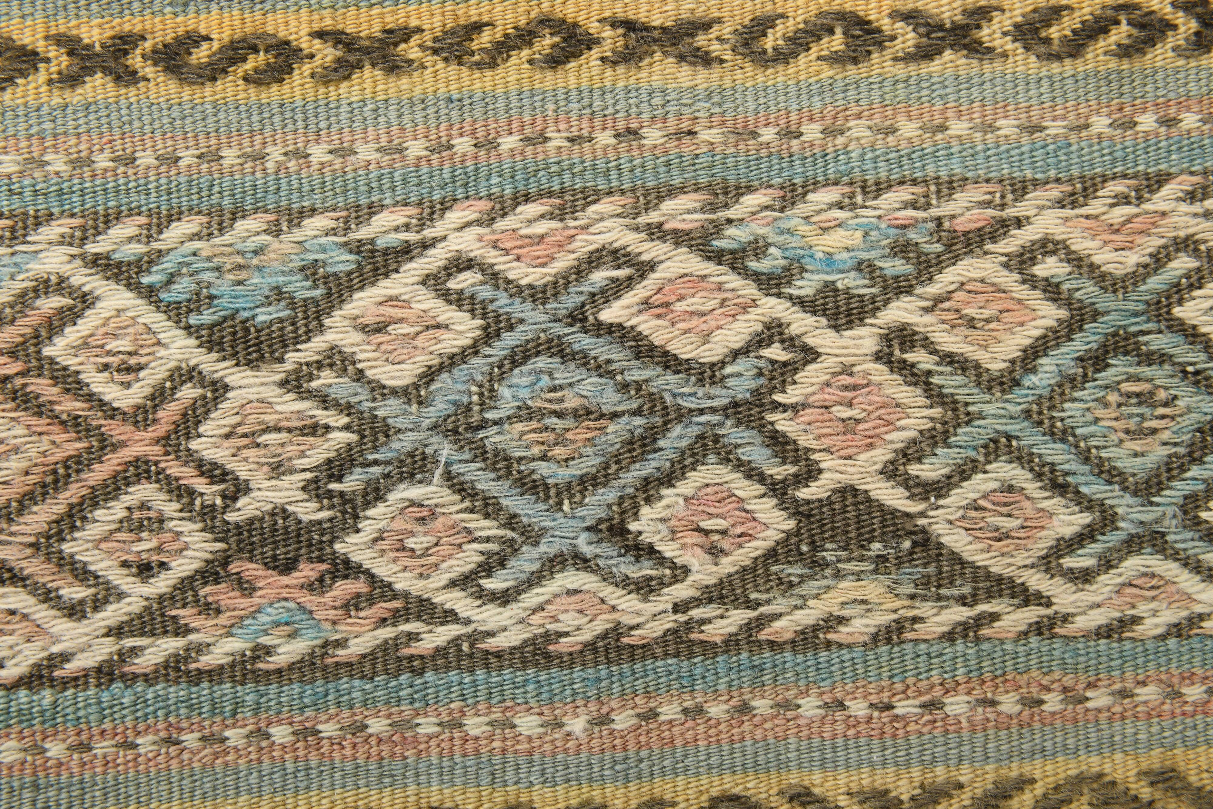 Tapis Kilim fait main rouge clair bleu 5x7 158x247 cm