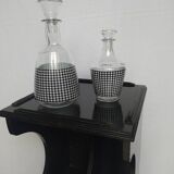Table d'appoint ou de chevet en bois/ console range-vinyles. Vintage.
