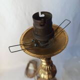 Antique gilded bronze lamp with engraved tulip medallion, 47 cm, interior decoration.