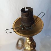Lampe ancienne bronze doré médaillon tulipe gravé 47 cm décoration intérieure