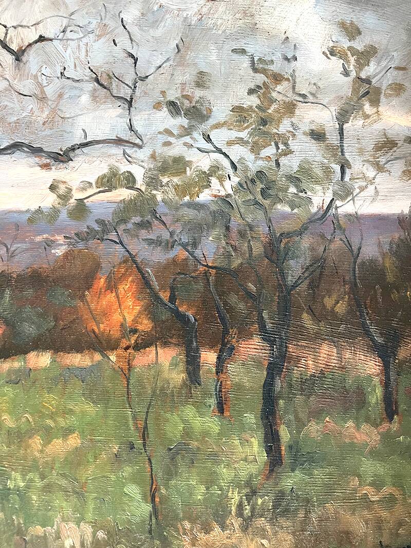 Painting “Wooded Landscape”, Oil on panel