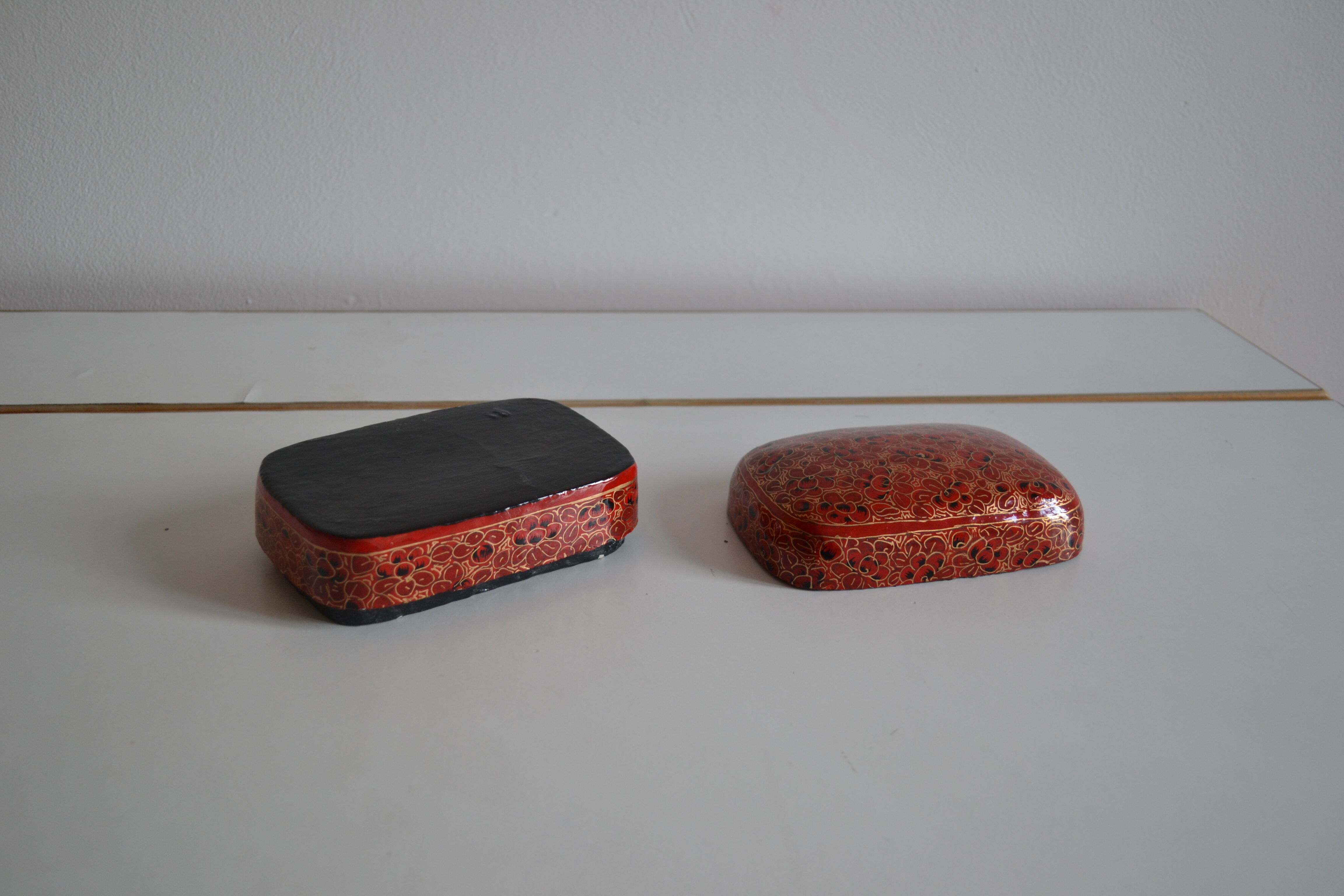 Boite a bijoux papier mache peint a la main inde xxe
