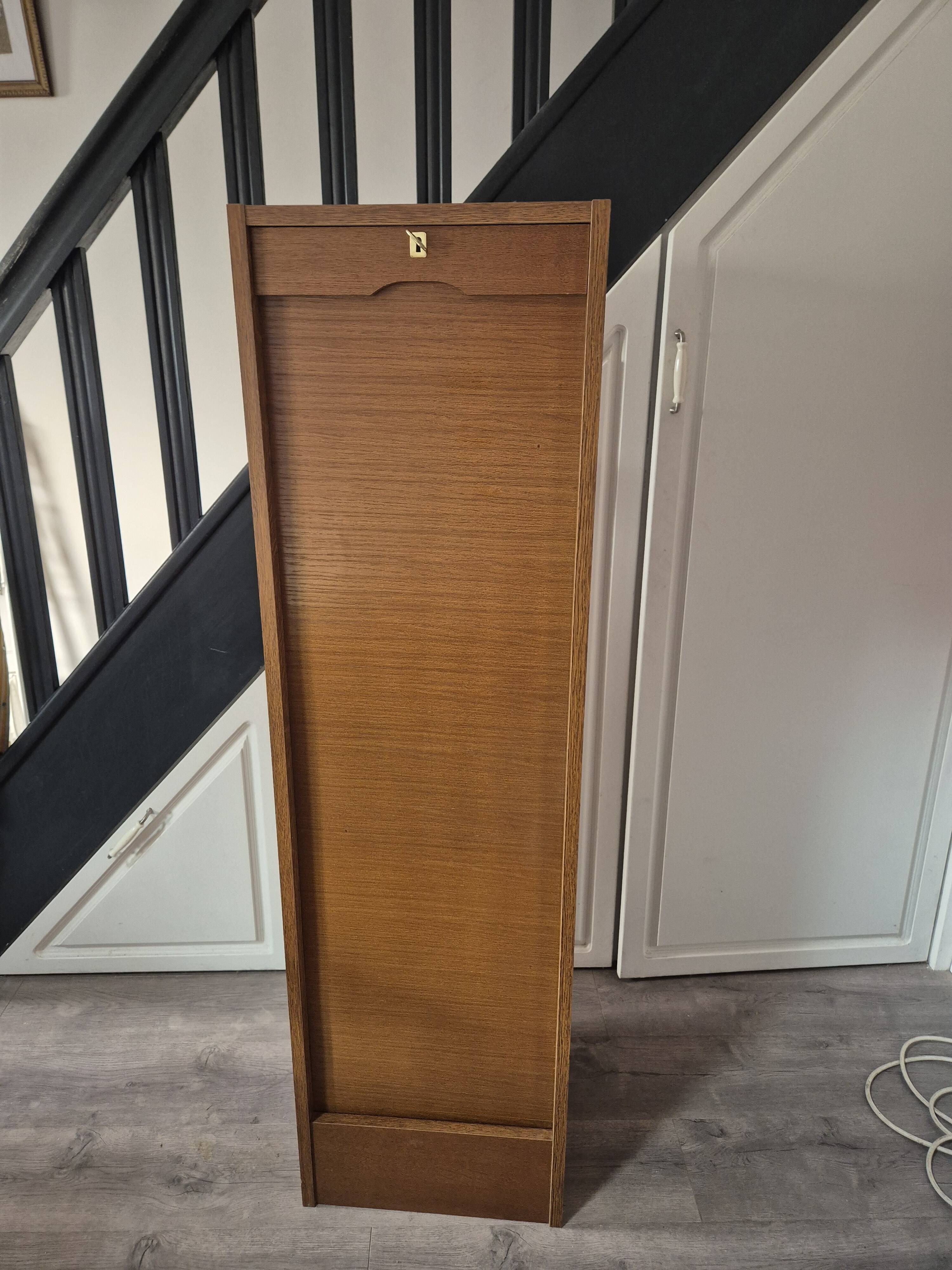 meuble rangement classeur bureau a rideau vintage marron