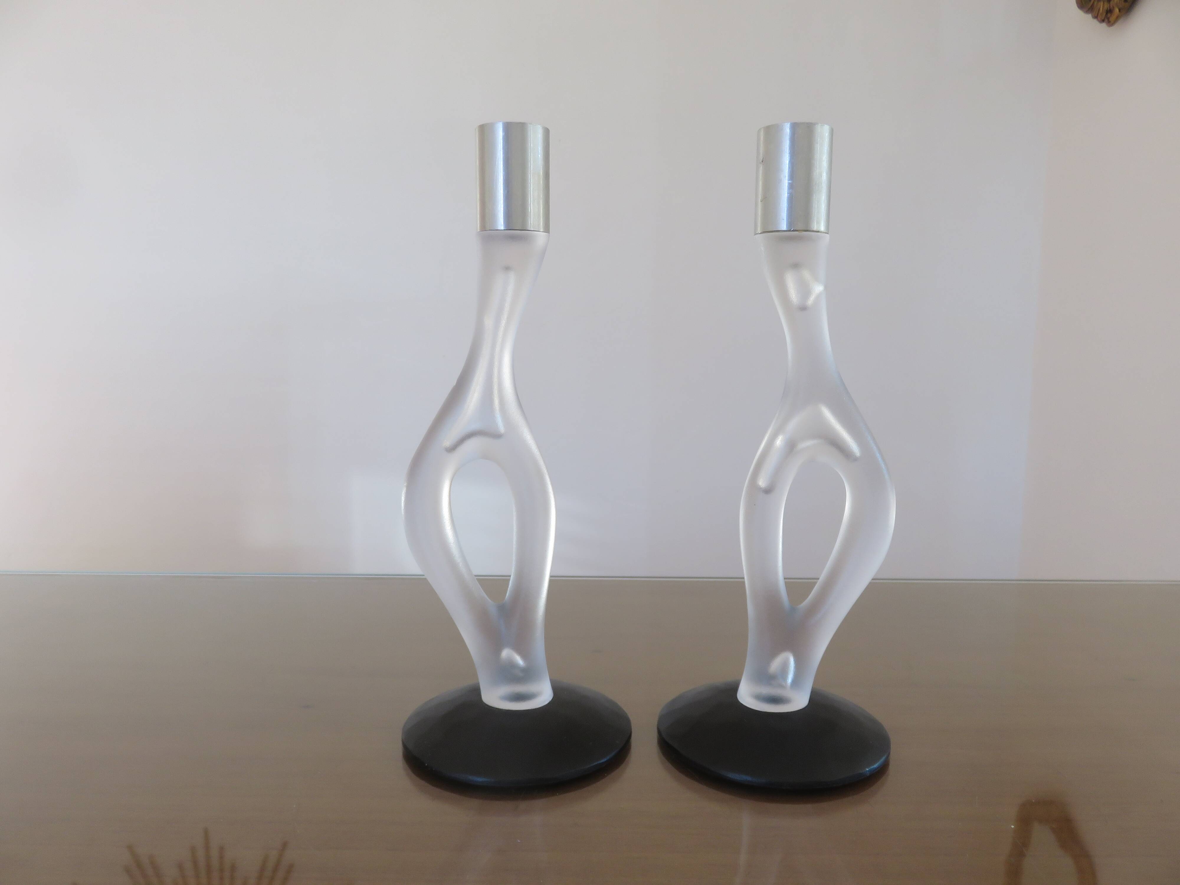 Pair of modernist candlesticks, 1990