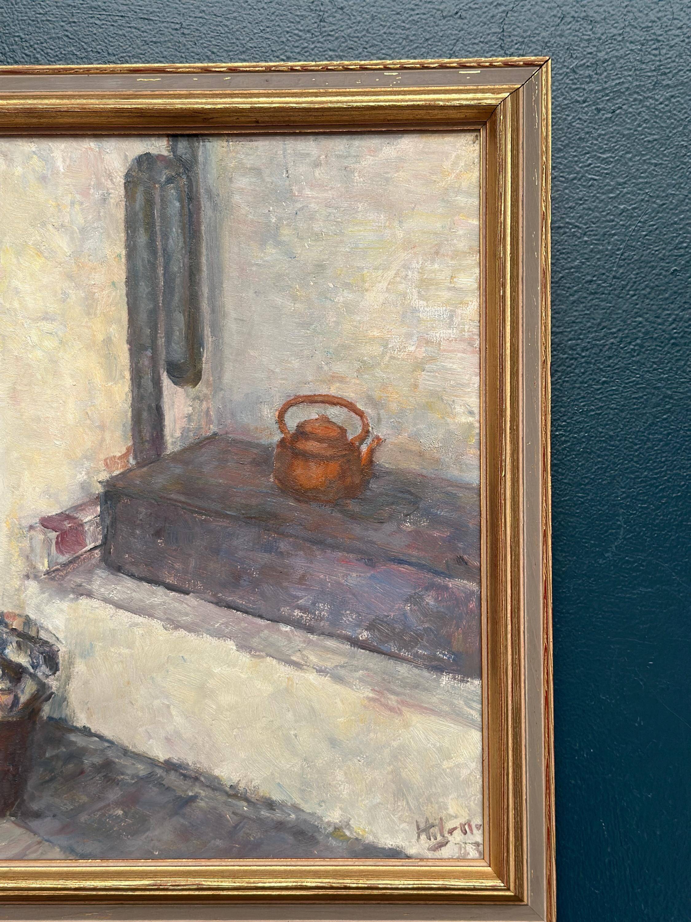 Original Swedish Oil on Panel – “Oven in the Studio” by Hanne Jönsson
