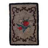 Tapis Hooked antique américain – 63 x 101 cm – Motif floral - 1C977