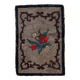 Tapis Hooked antique américain – 63 x 101 cm – Motif floral - 1C977
