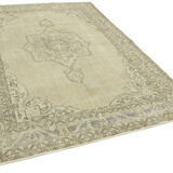 handwoven vintage anatolian beige carpet 194 cm x 278 cm