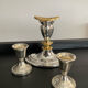 Trio de bougeoirs vintage en métal argenté et doré années 70