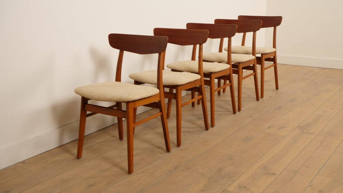5 x dining chair | Farstrup | Model 210 | Restored | Cream/yellow