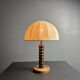 Midcentury brutalist wood turned mushroom table lamp, Charles Dudouyt style