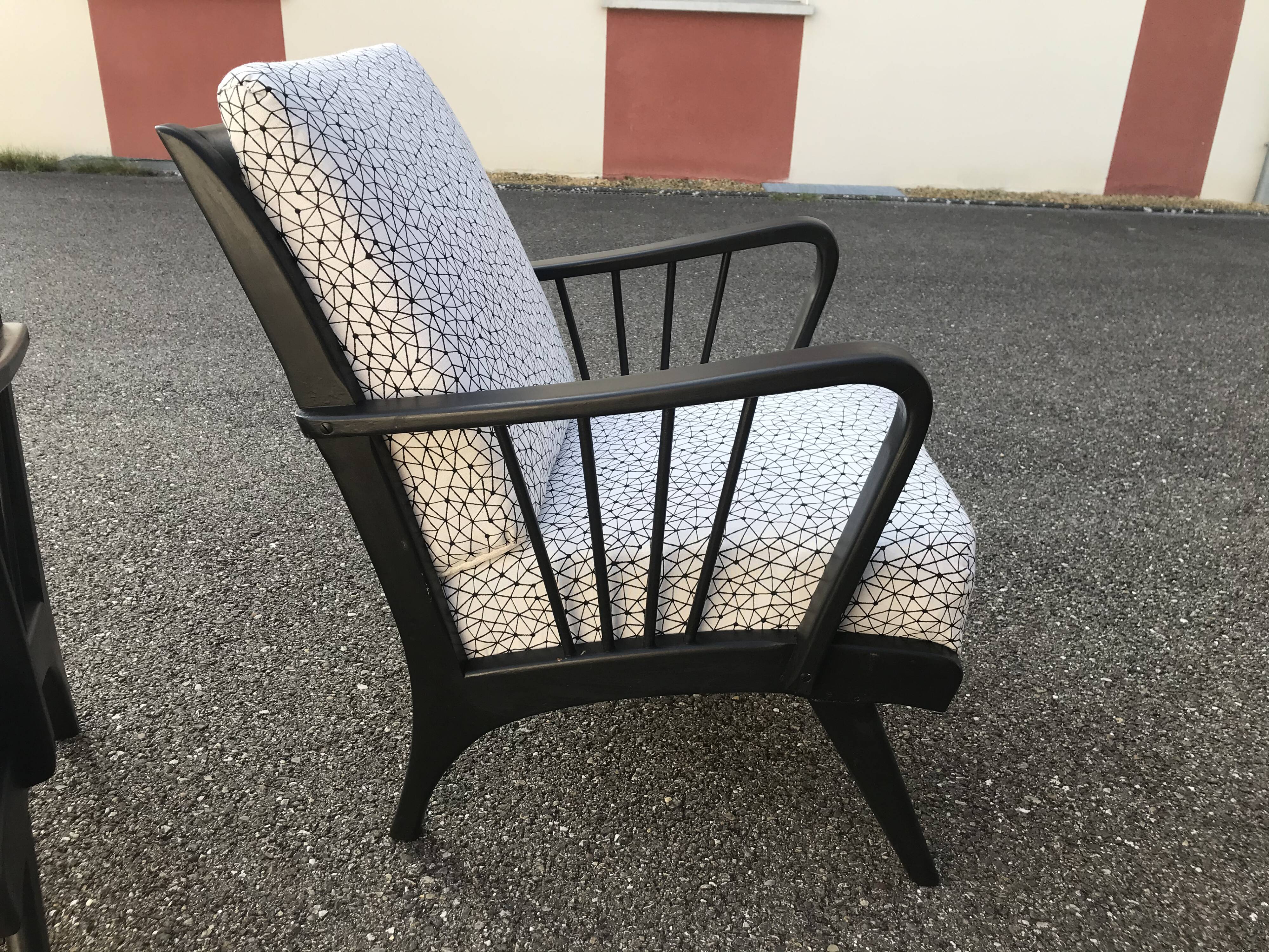 Armchairs with black and white patterns vintage 60s