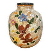 Vase en faïence à décor floral J. Massier Vallauris
