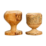 Pair of brutalist coquetiers in solid wood