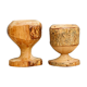 Pair of brutalist coquetiers in solid wood