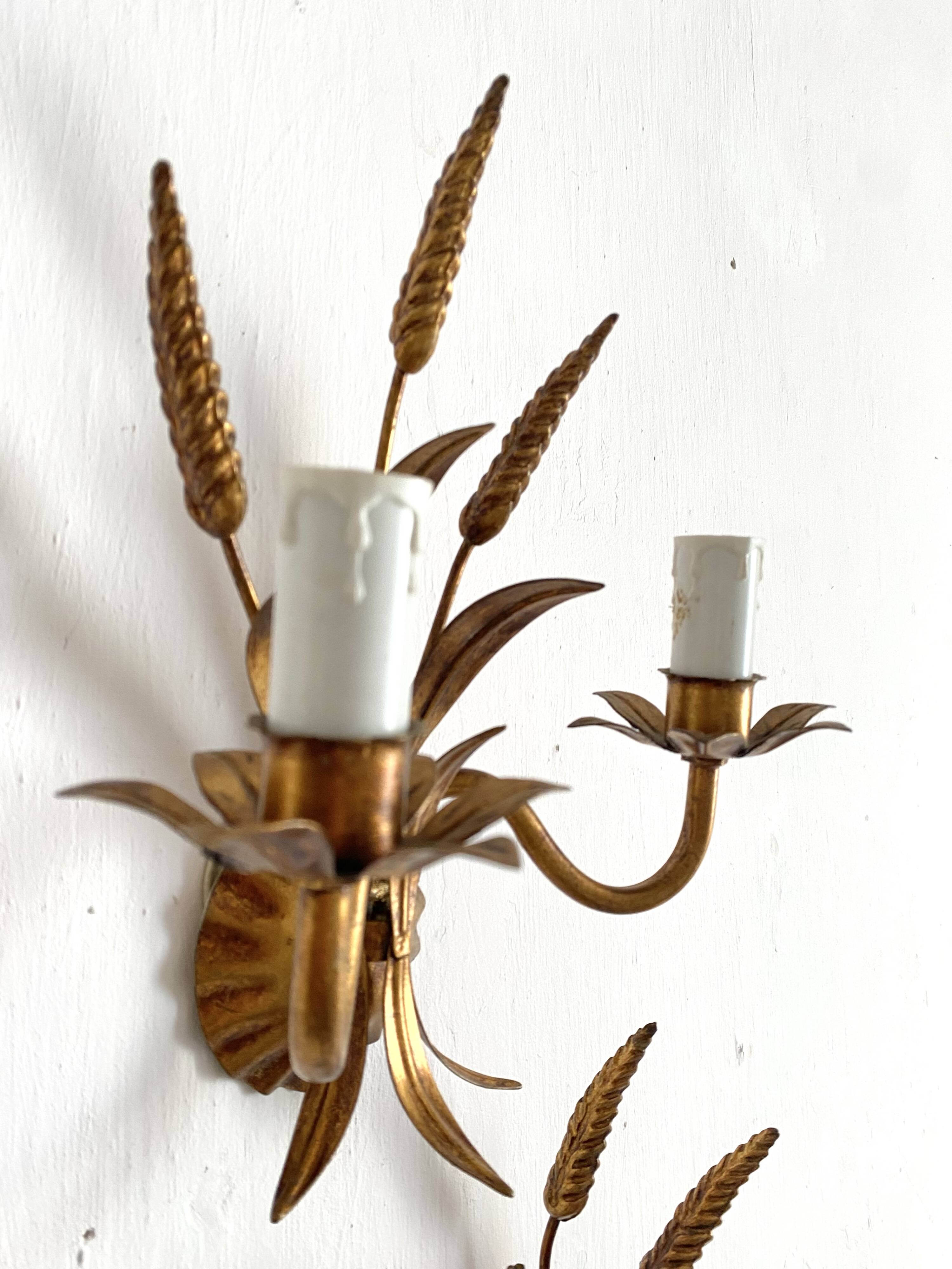 Hollywood Regency Italian wheat ear sconces