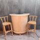 Vintage rattan wicker bar + 2 bar stools