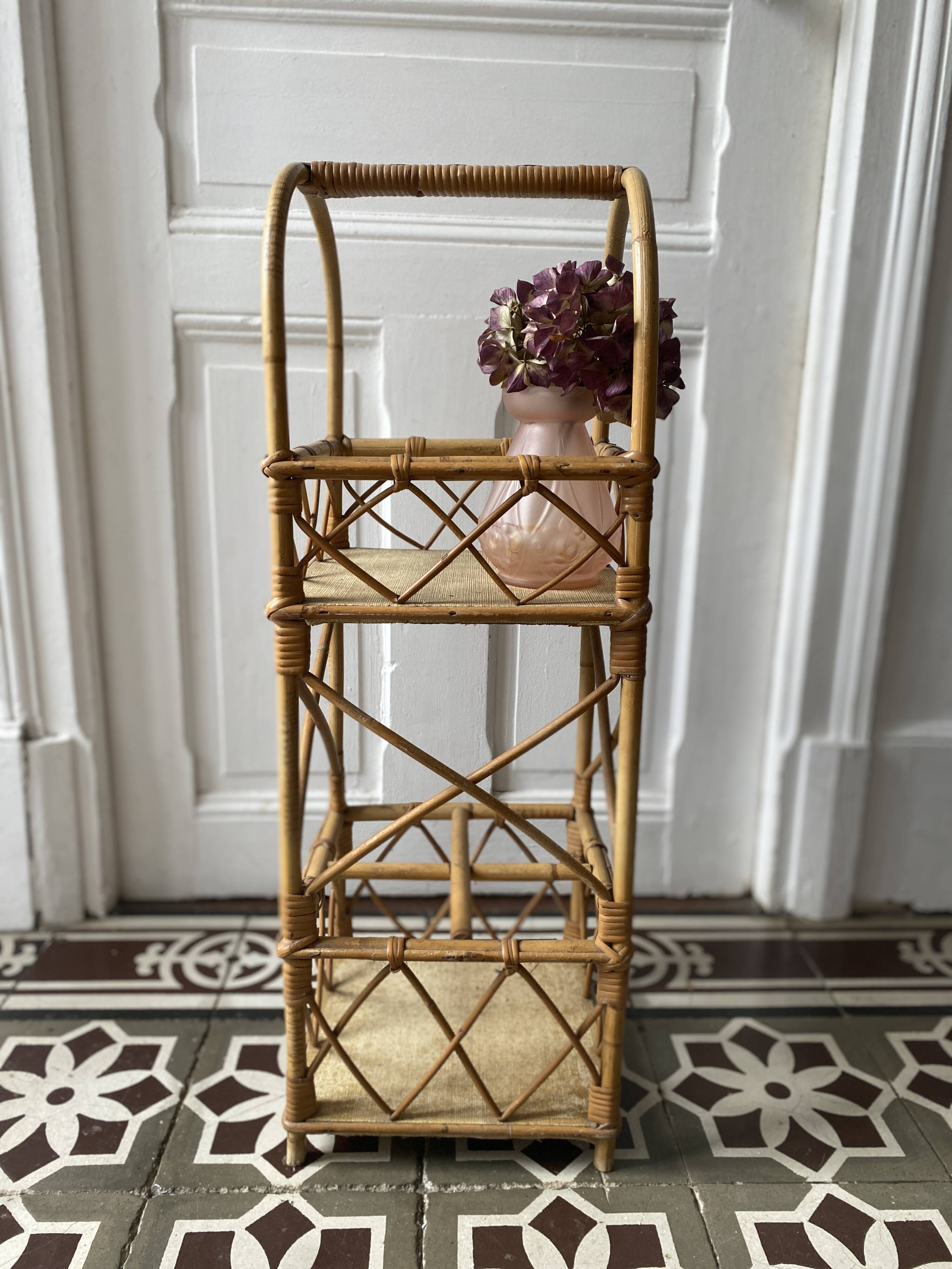 Vintage rattan bar or bottle holder