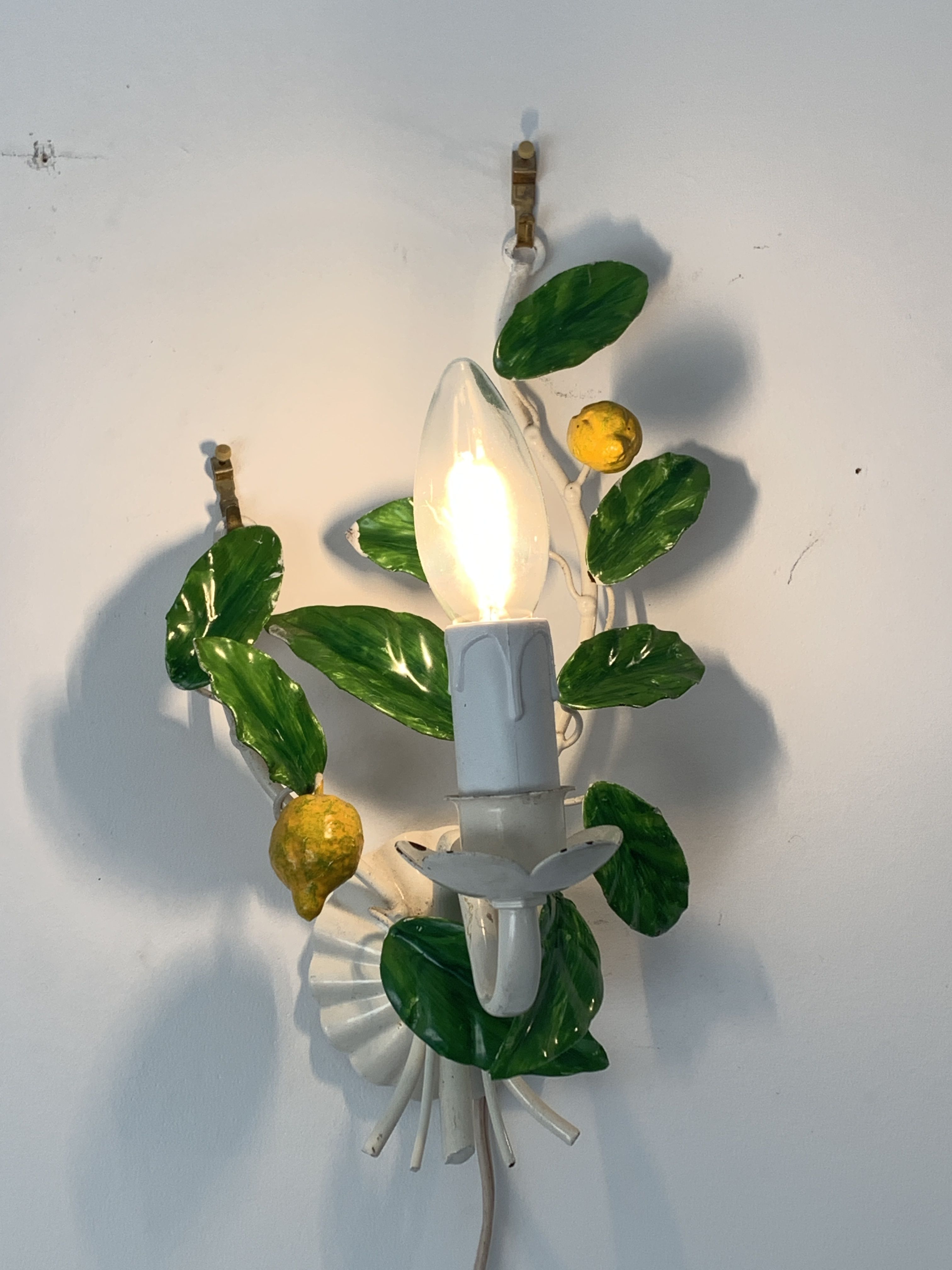 Pair of Italian metal lemon sconces, Firenze House, 1970