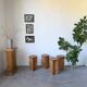 Set of 4 oak stools from the 1950s, constructivist style.