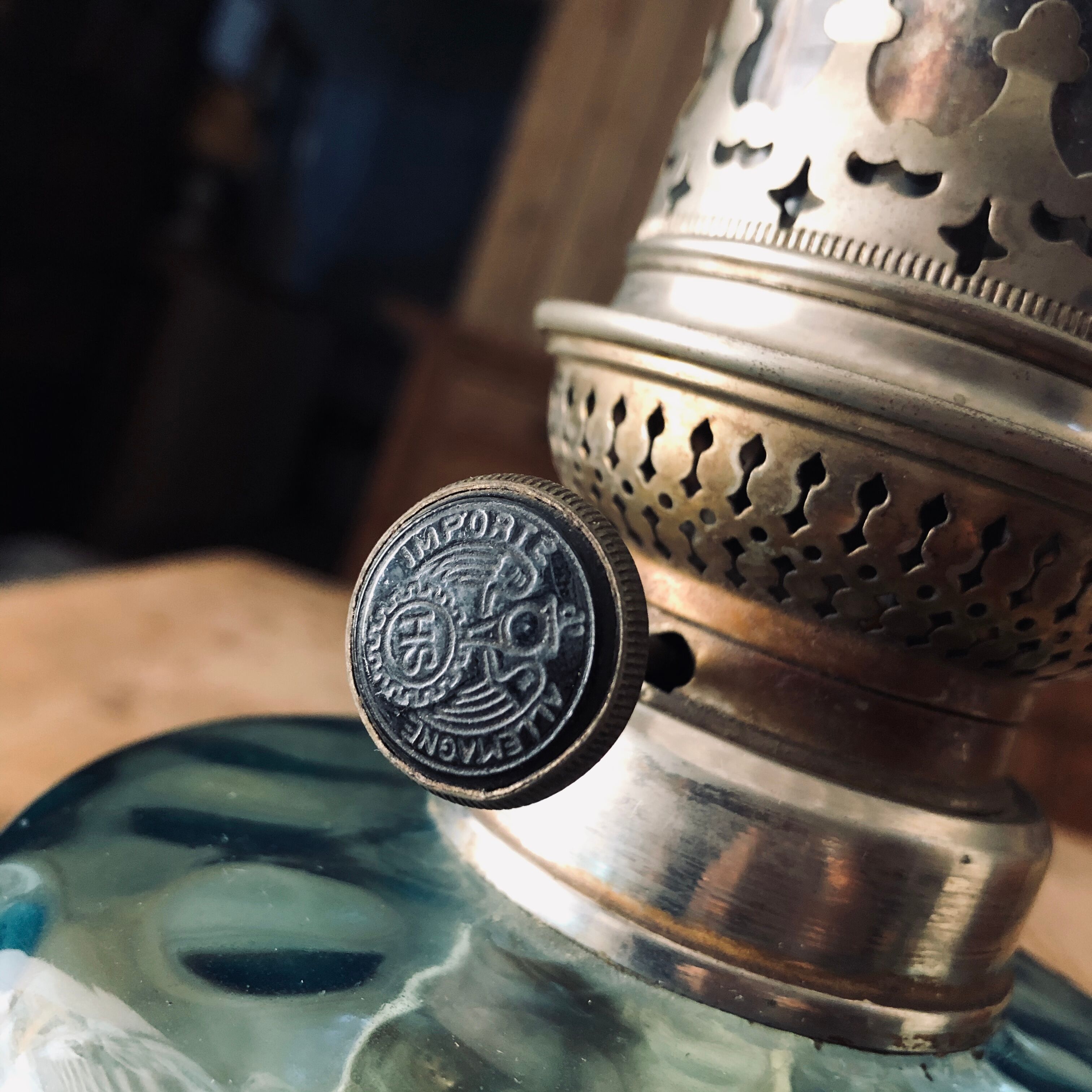 H.s. blue oil lamp, Hugo Schneider