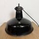 Industrial Black Enamel Factory Lamp with Cast Iron Top, 1950s