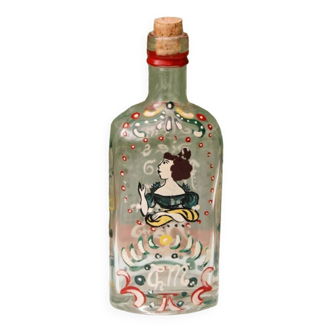 Glass bottle, hand painted