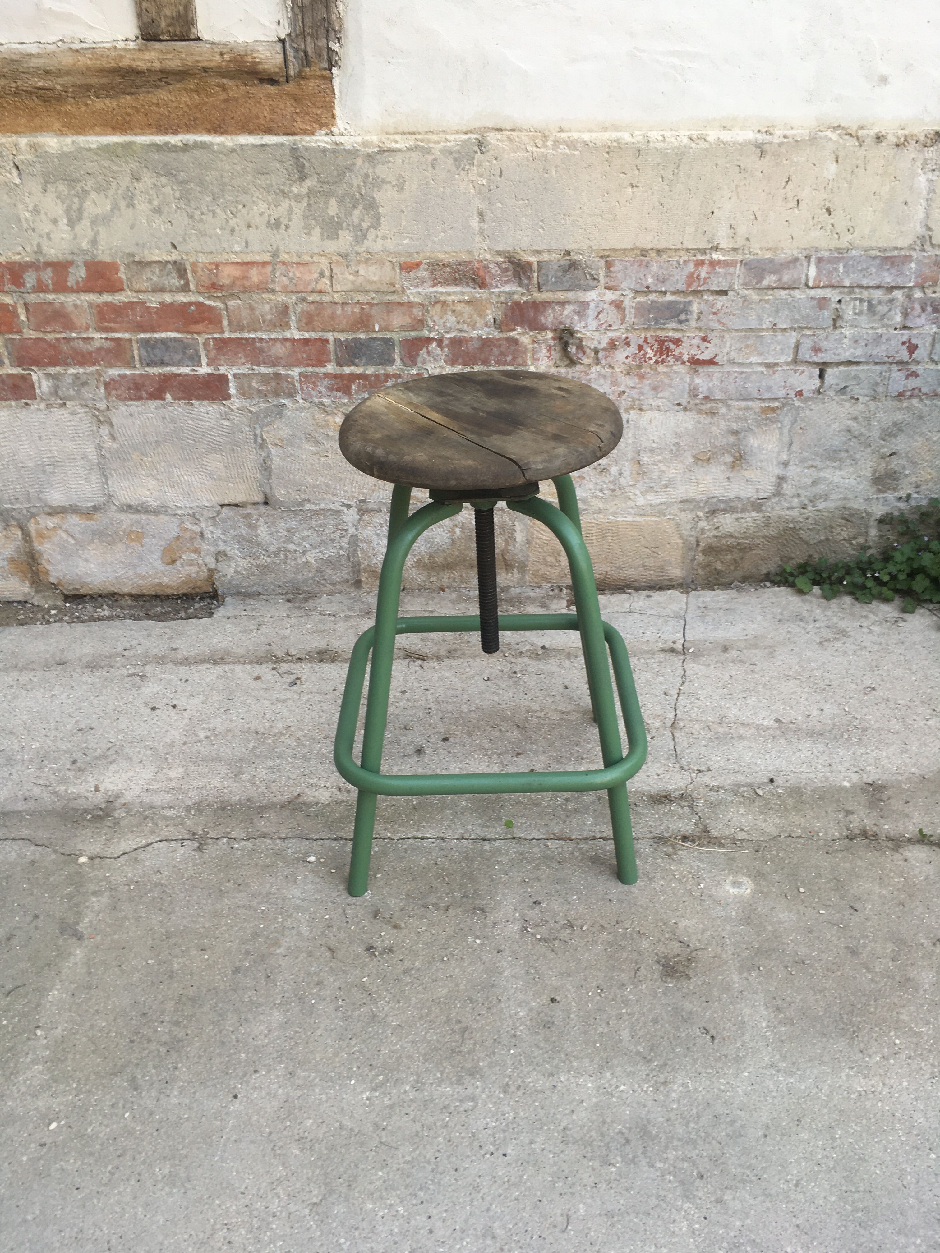 Industrial stool with wood metal screws