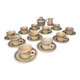 11 St Amand glazed stoneware cups and saucers/sugar bowl/milk jug