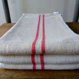 Set of 3 old hemp tea towels