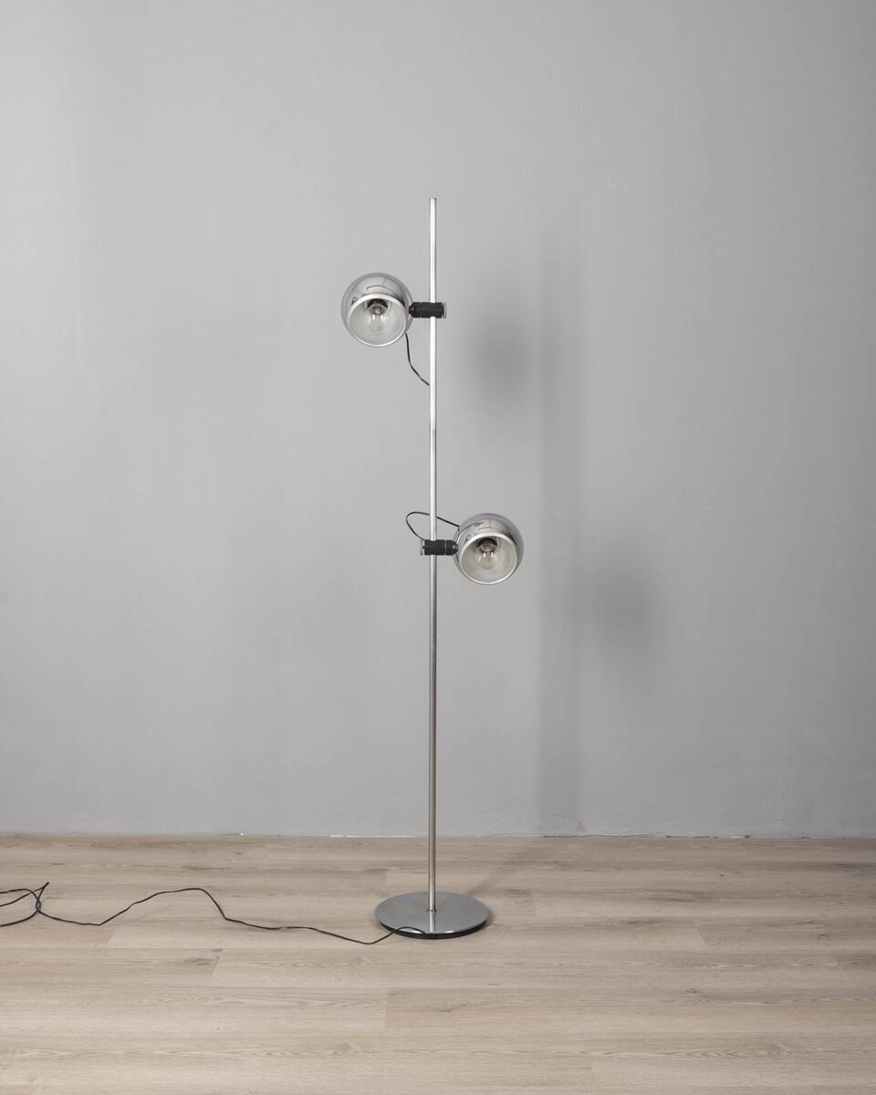 Lampadaire vintage années 70 en métal chromé design Goffredo Reggiani