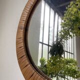 Round wicker mirror from the 50s