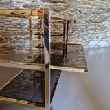 70s glass TV cabinet shelf console