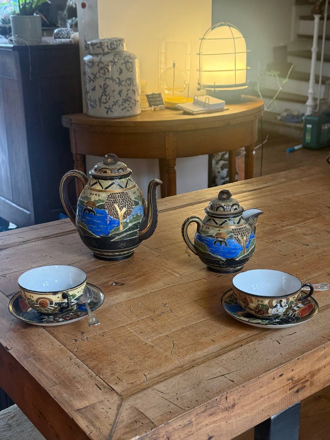 Vintage Japanese tea set, 12 cups and saucers.