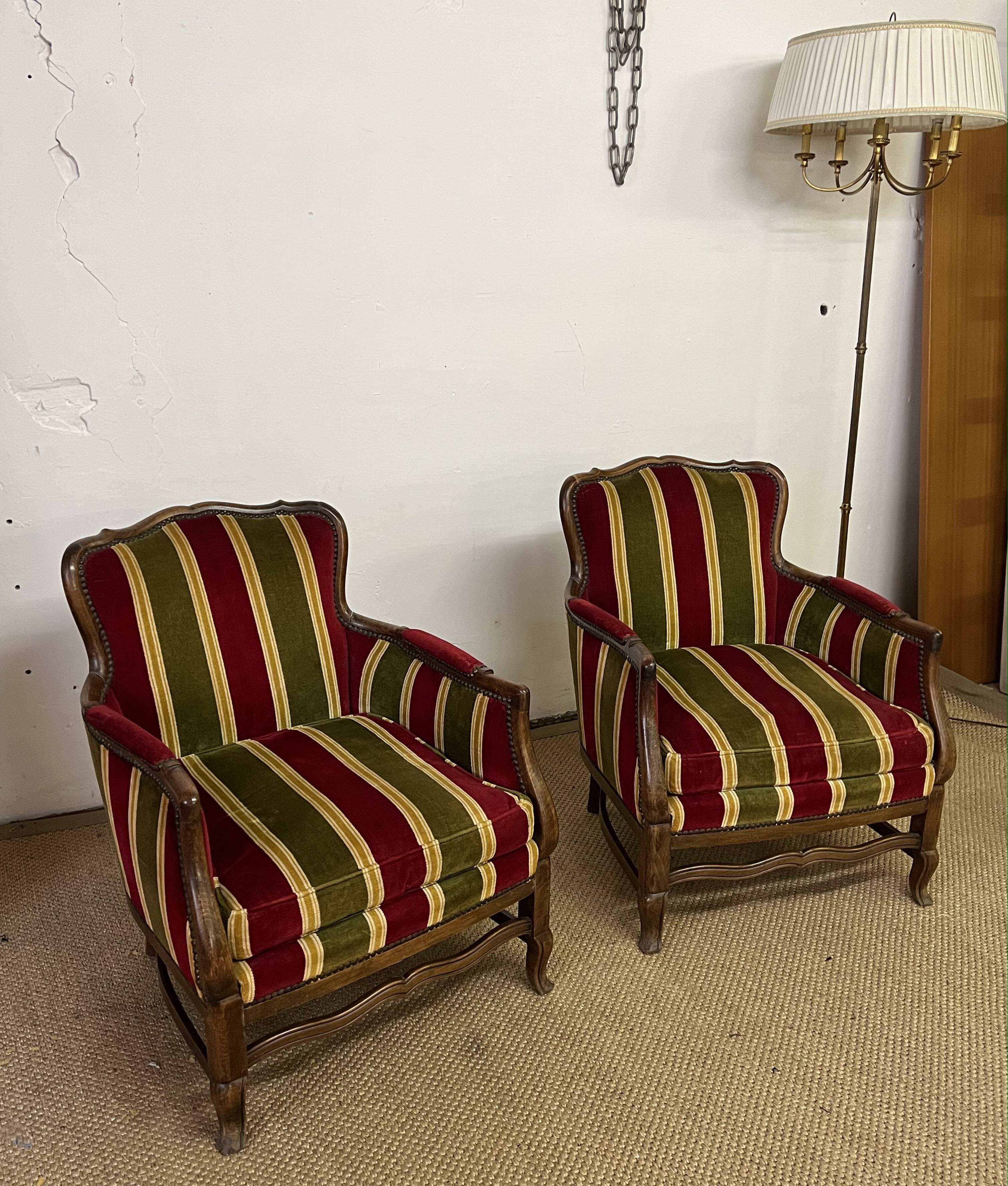 Pair of vintage convertible armchairs