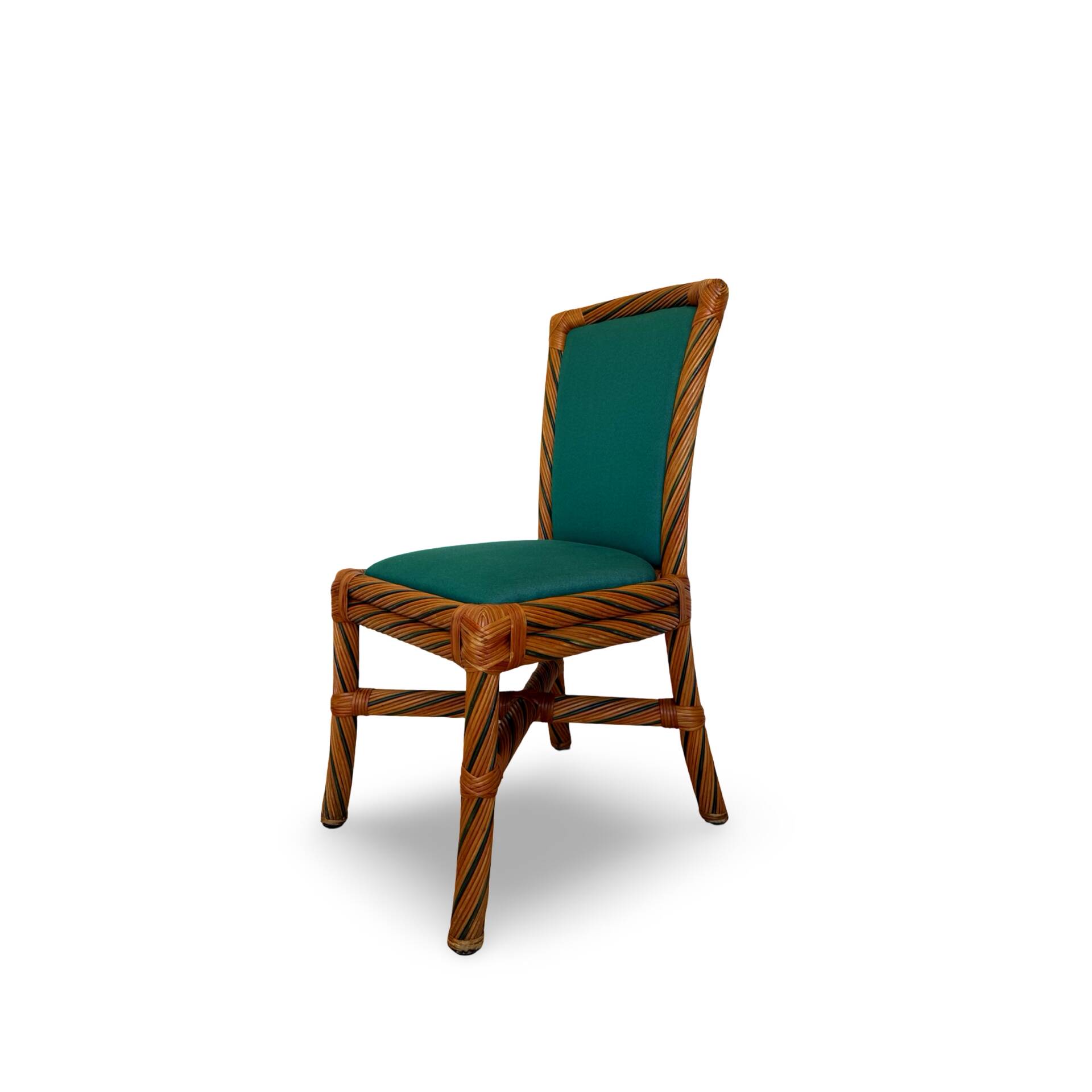 Set of six vintage bamboo and rattan dining chairs