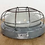 Industrial Grey Wall Light with Milk Glass from Elektrosvit, 1970s