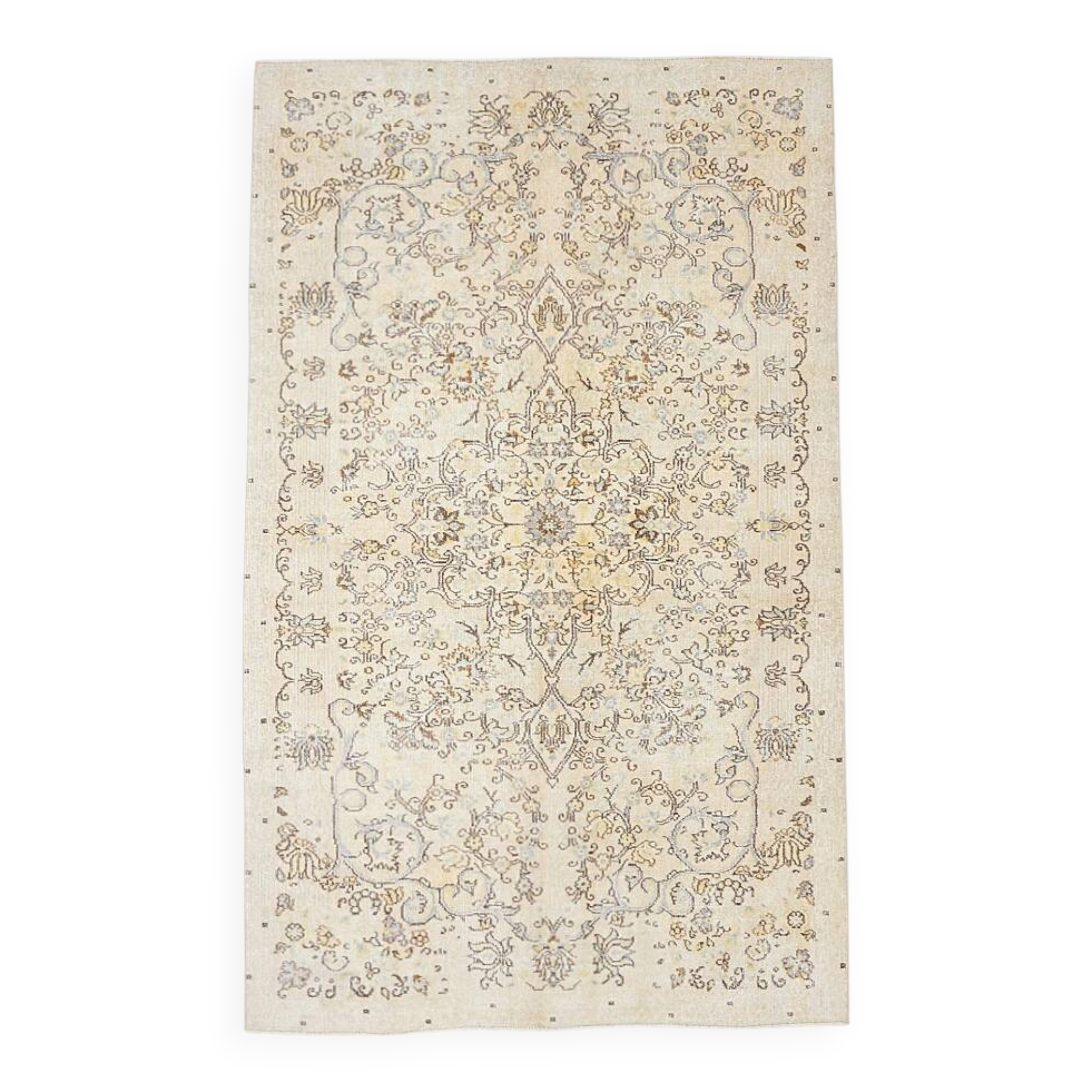 Tapis Turc Vintage Beige, Motif Floral, Tapis de Salon Classique, 170X275Cm