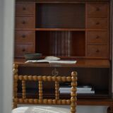 Modern Danish secretary, unique handmade oak, mid-20th century.
