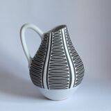 Black and white ceramic pitcher vase "Haiger" by Liesel Spornhauer for Schlossberg, Germany 1950s.