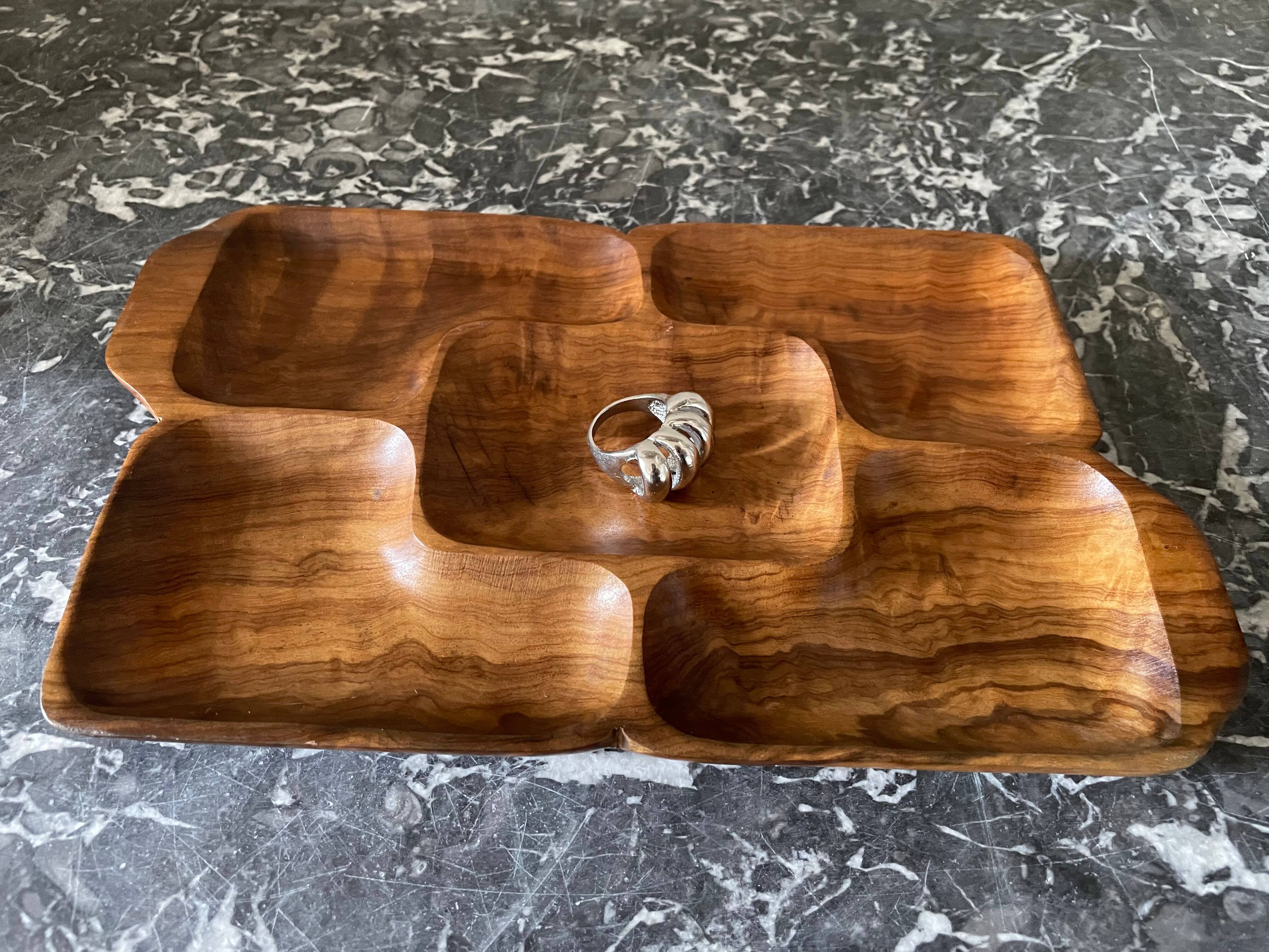 Wooden compartmentalized dish