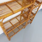 Bookcase vintage rattan shelf from the 60s