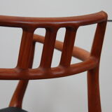 Vintage armchair in teak and black leather - Model 64 - Möller - Denmark '60's