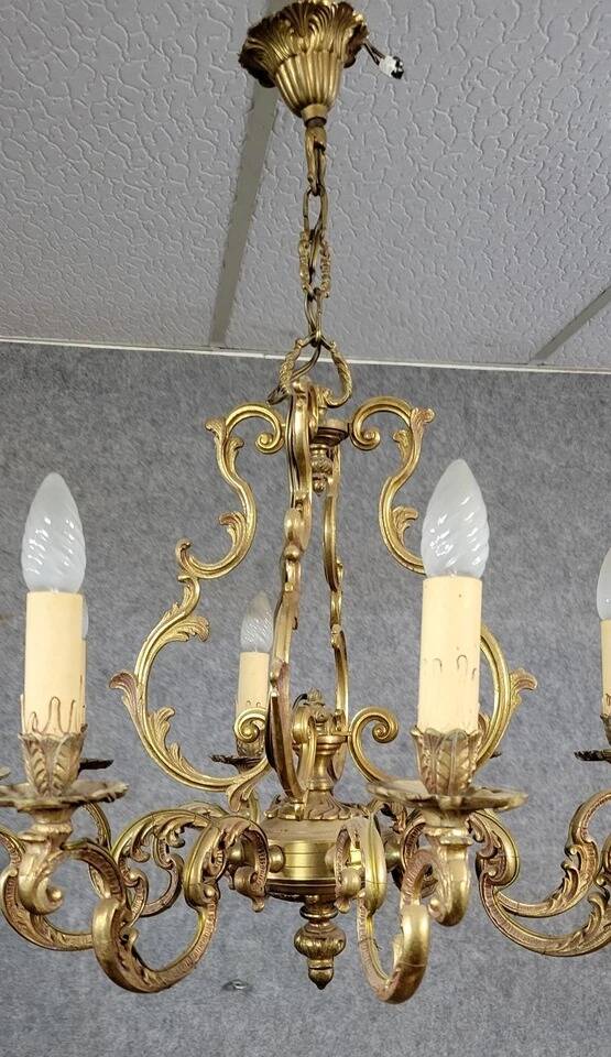 Large Louis XV style chandelier in gilded bronze circa 1950