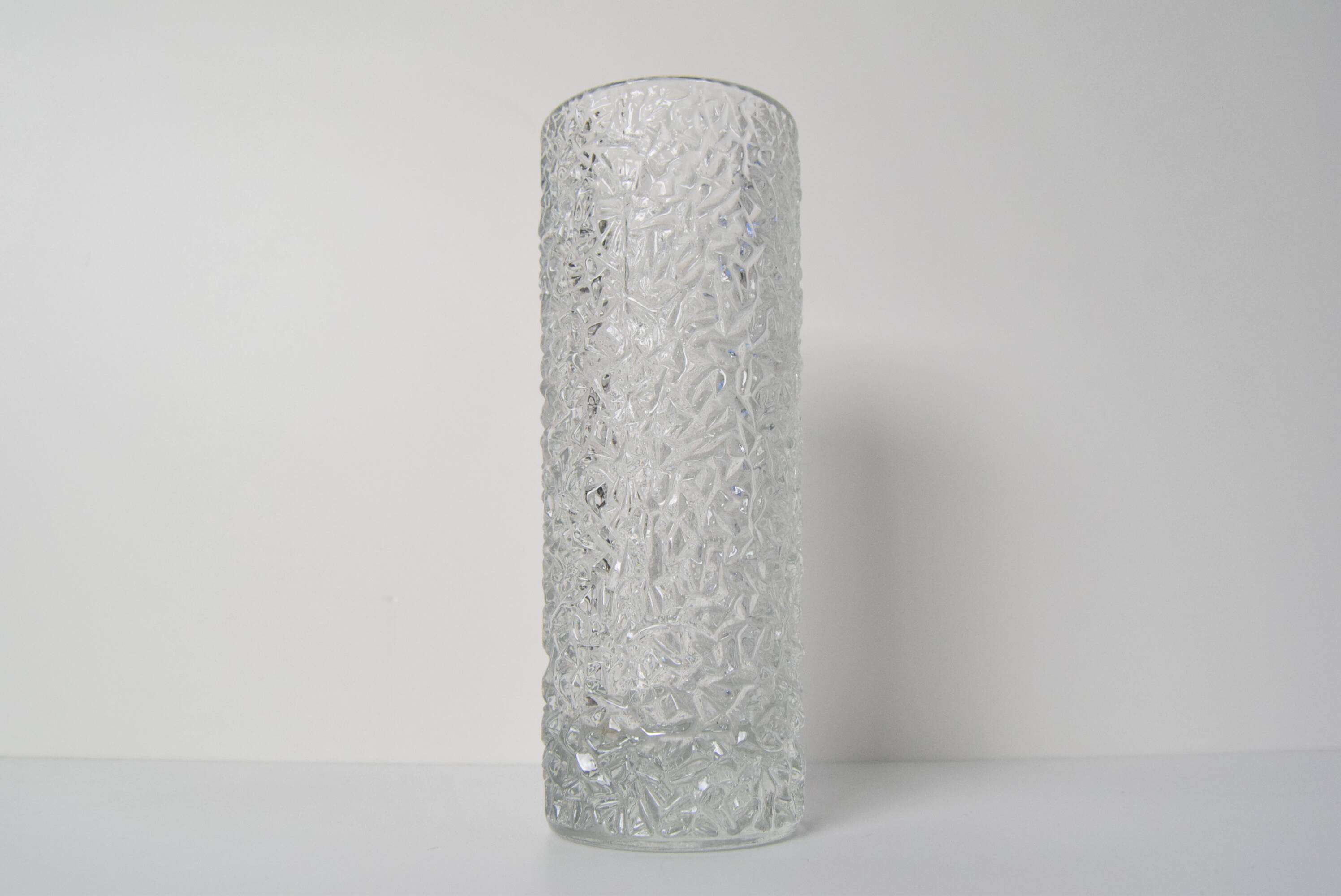 Vintage Pressed Glass Vase by Václav Hanuš for Sklo Union Libochovice, 1970's.